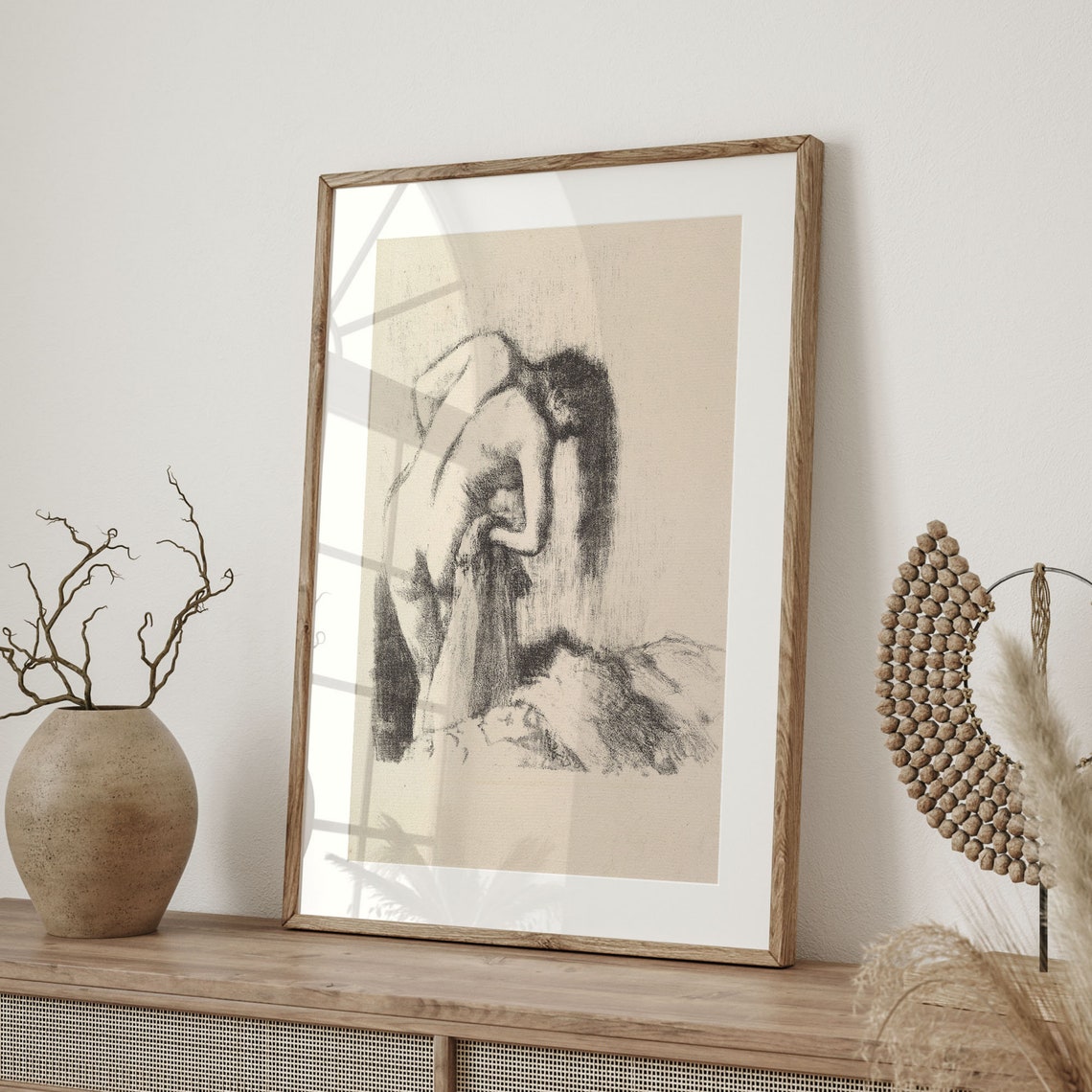 Edgar Degas After the Bath Bather Vintage Charcoal Fine Art Poster - Image 4