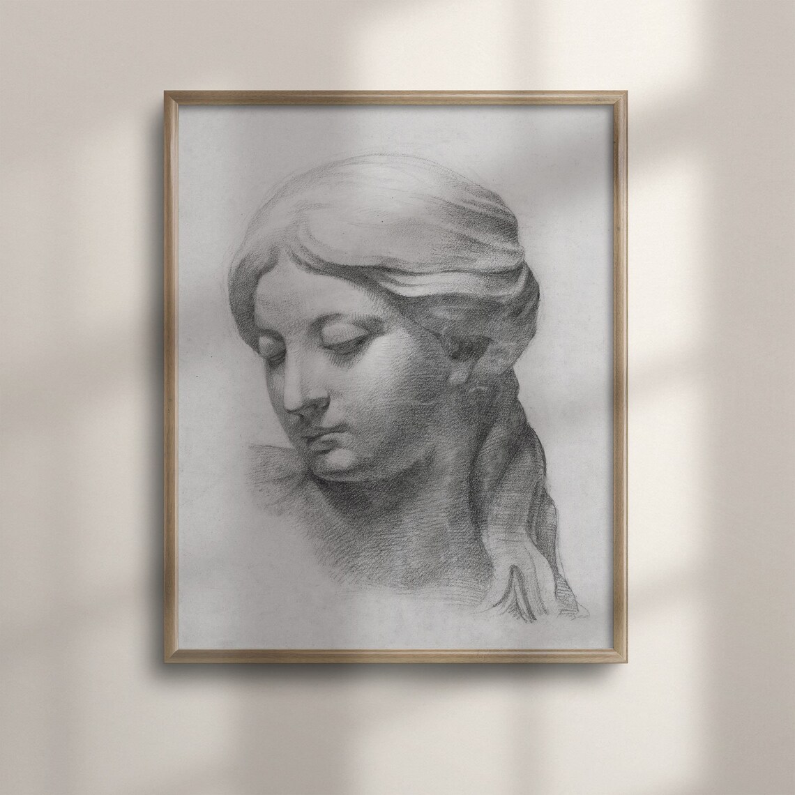 Classical Female Head Study Victorian Sketch Drawing Portrait Art Poster