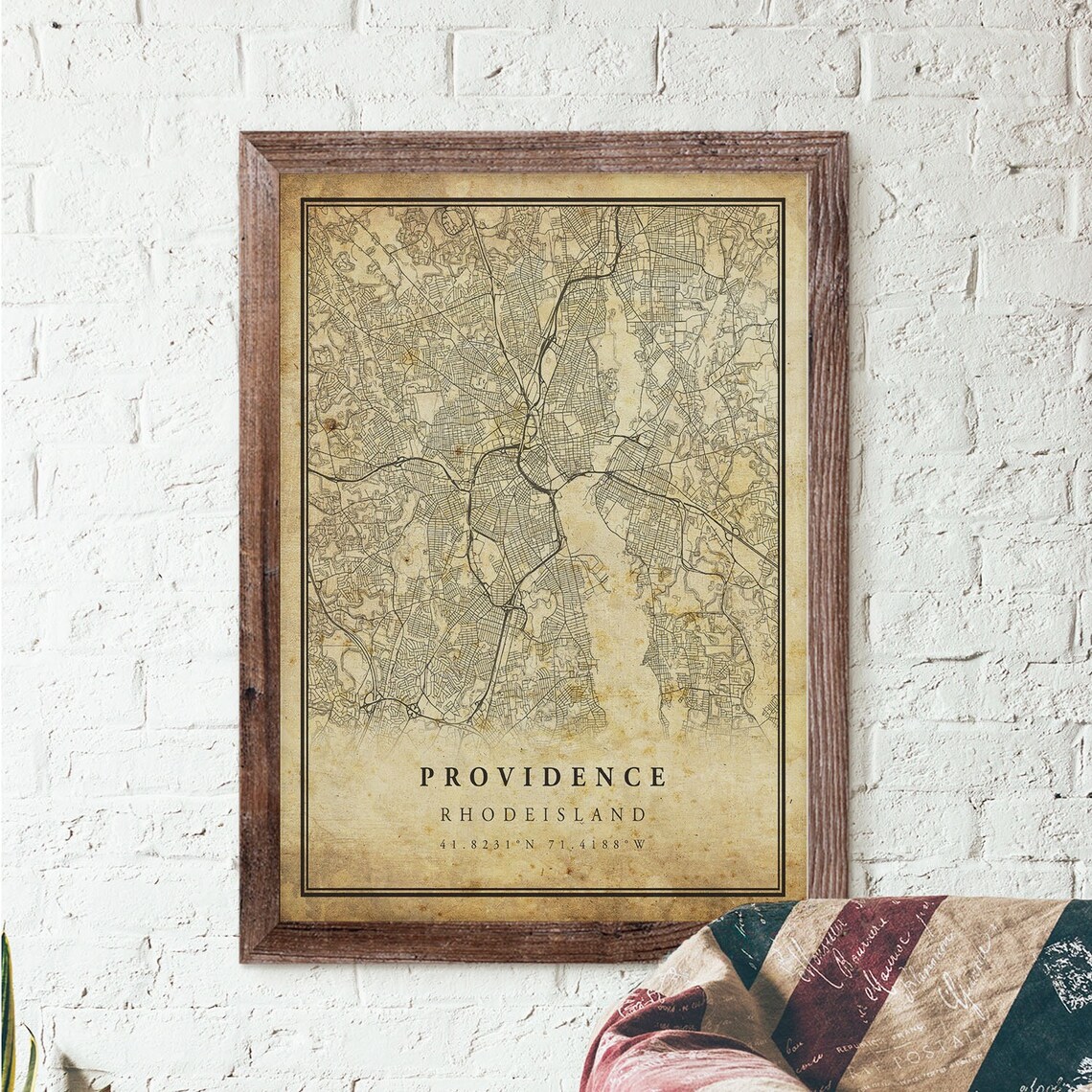 Providence Vintage Map Poster, Antique Rustic Style - Image 3