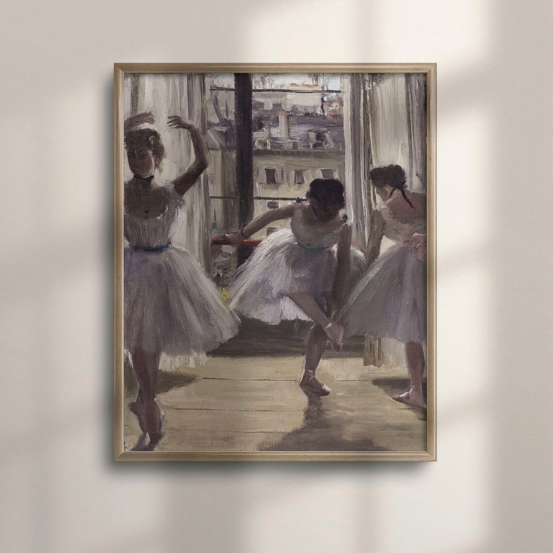Three Ballerinas Rehearsing by the Window Vintage Ballet Painting Poster