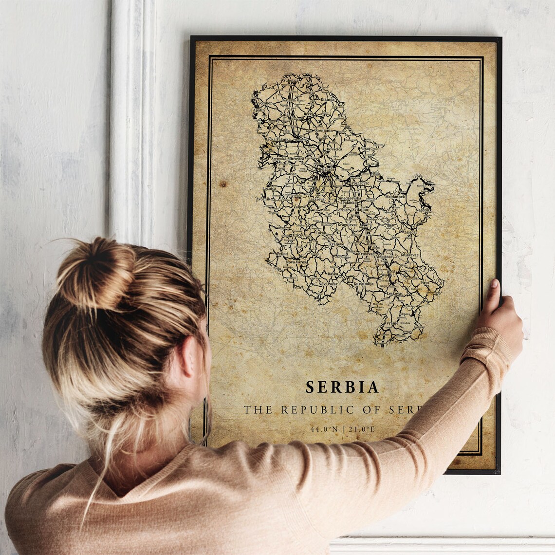 Serbia Vintage Map Poster, Travel Poster Art - Image 2