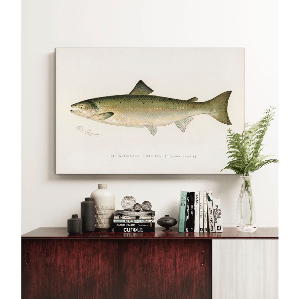 Atlantic Salmon Fish Print Vintage Fishing Poster Wall Art Salmon Gift For Dad Man Fisherman Fisherman Gift Fishing Sign C14