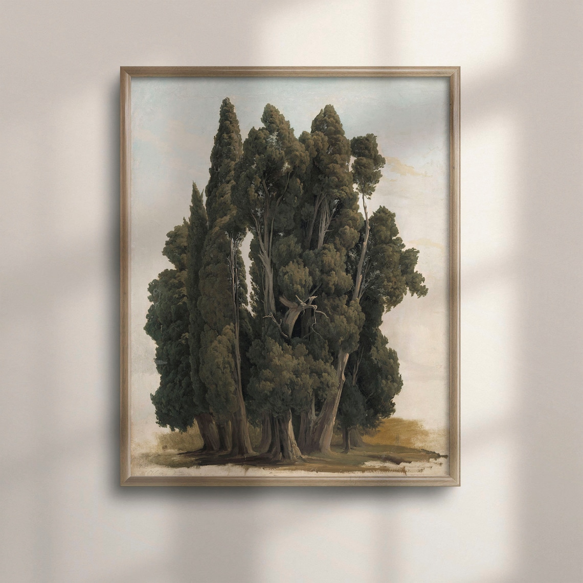 Vintage Cypress Trees Study Antique Oil Painting Landscape Wall Poster