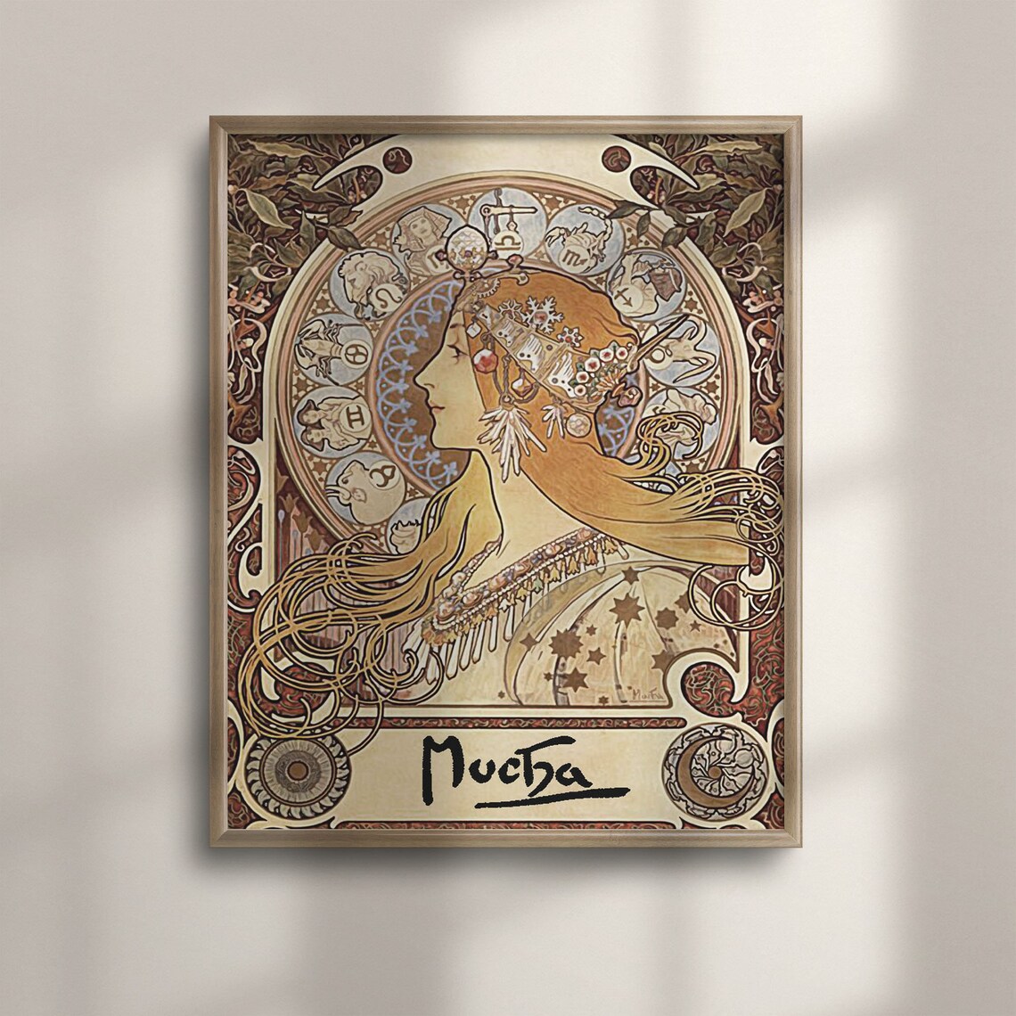 Alphonse Mucha Zodiac Art Nouveau Woman Astrology Wheel Art Poster