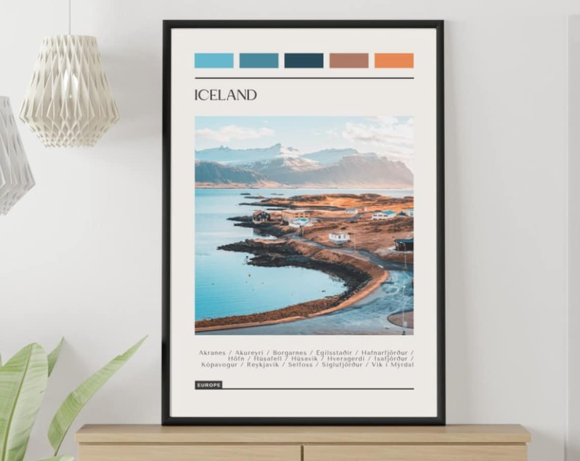 Iceland Travel Poster, Color Block Travel Poster