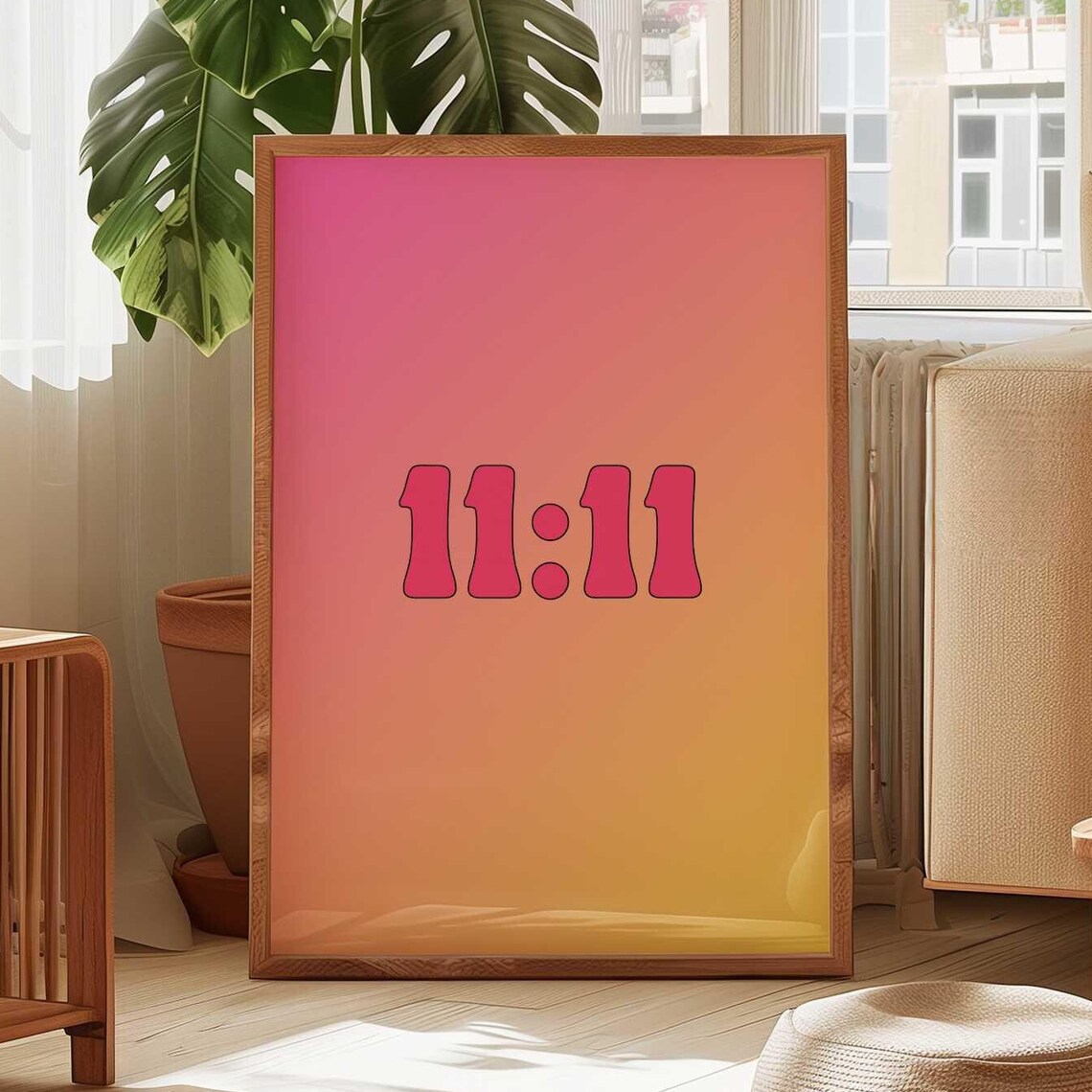 Eleven Eleven Angel Number Retro Gradient Manifesting Poster