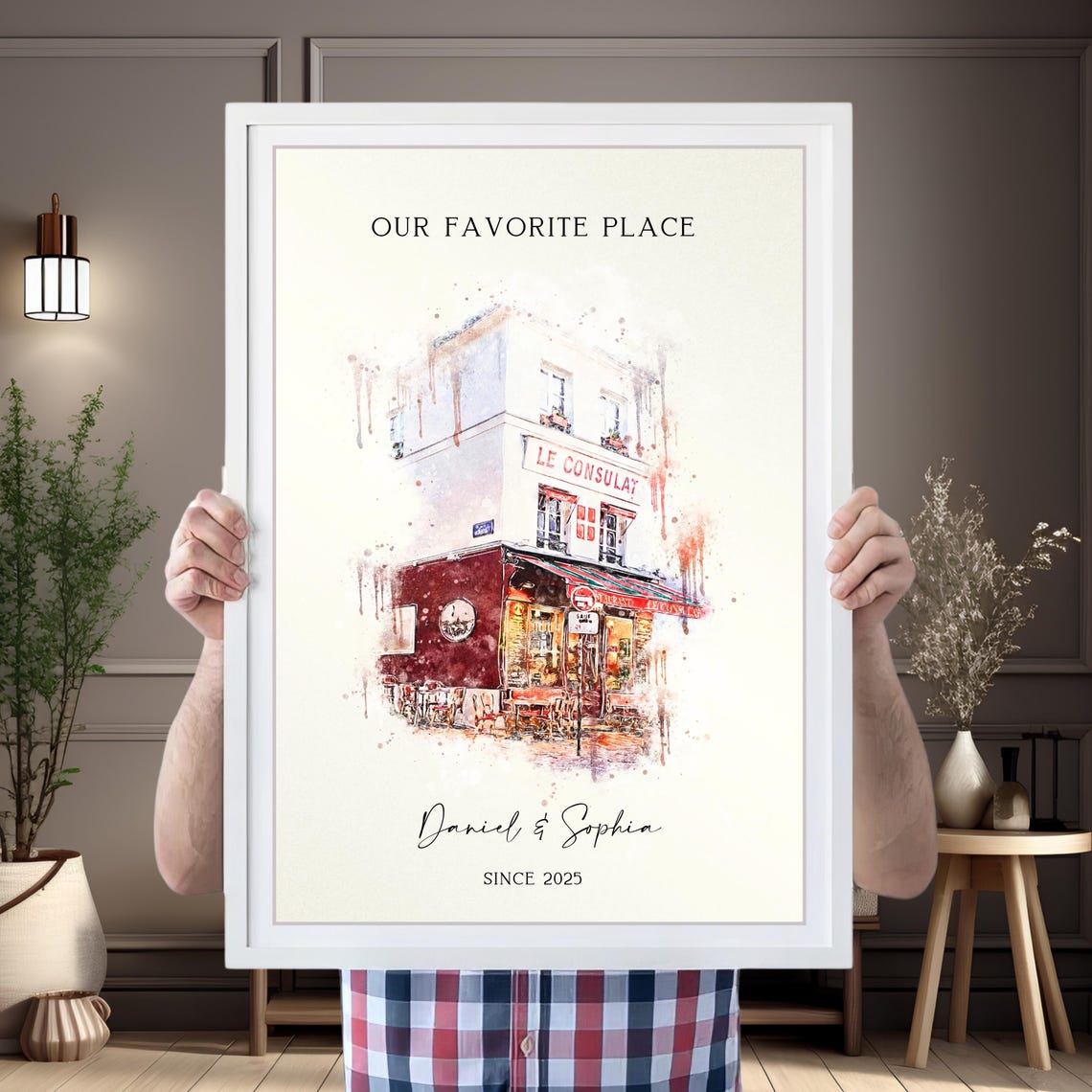 Custom Watercolor Le Bastille Paris Cafe Storefront Art Poster - Image 5