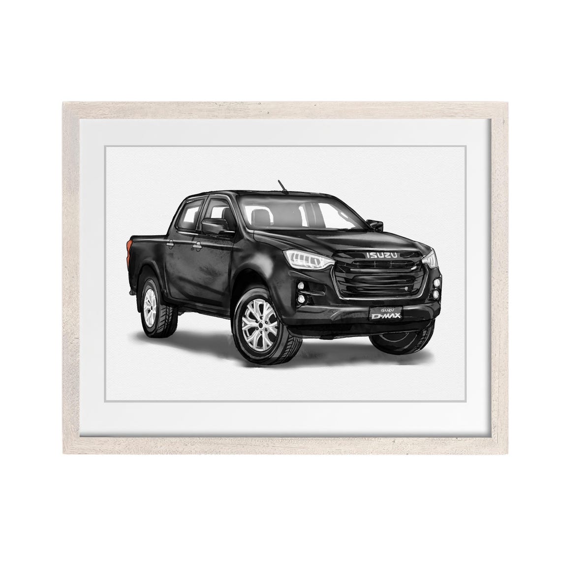 Orange Isuzu D-Max Pickup Truck Watercolor Style Custom Car Poster - Image 5