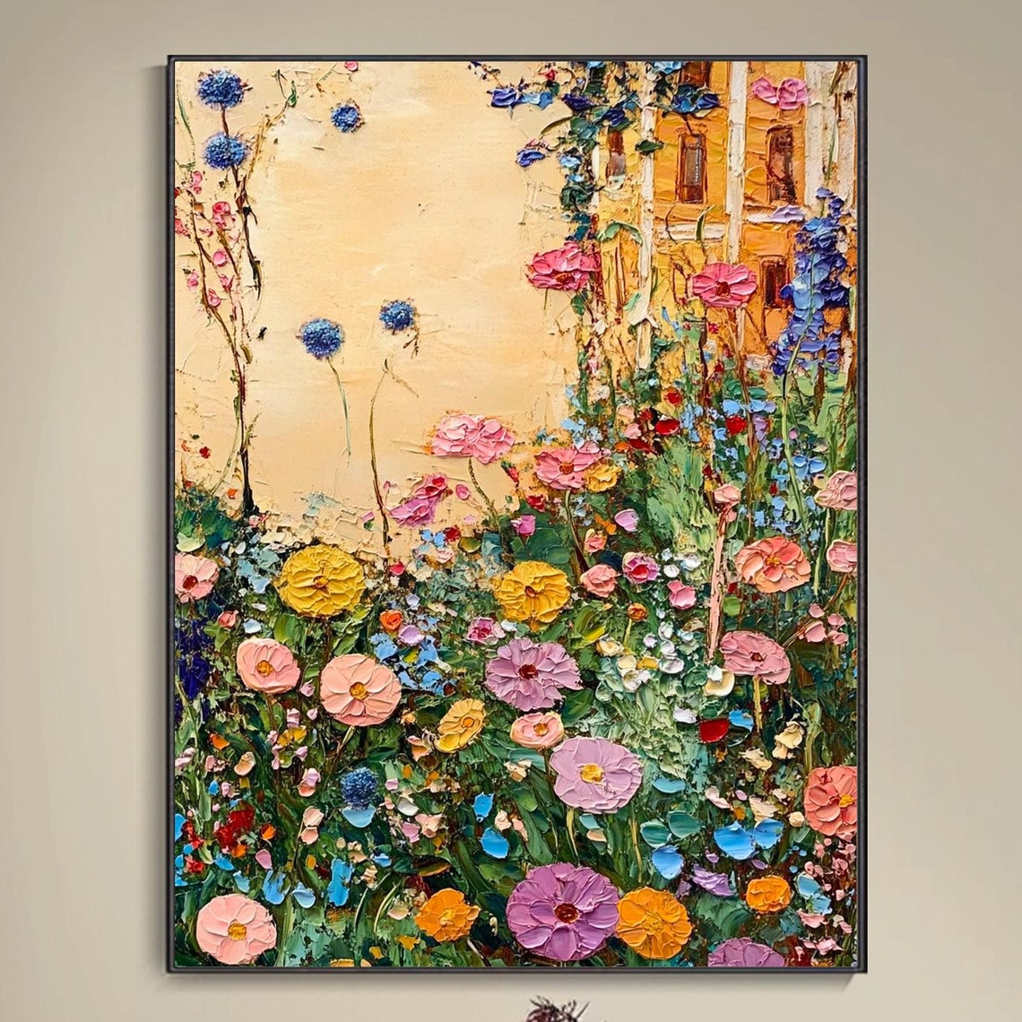 Wildflower Garden Tall Blooms Cream Background Floral Art Poster