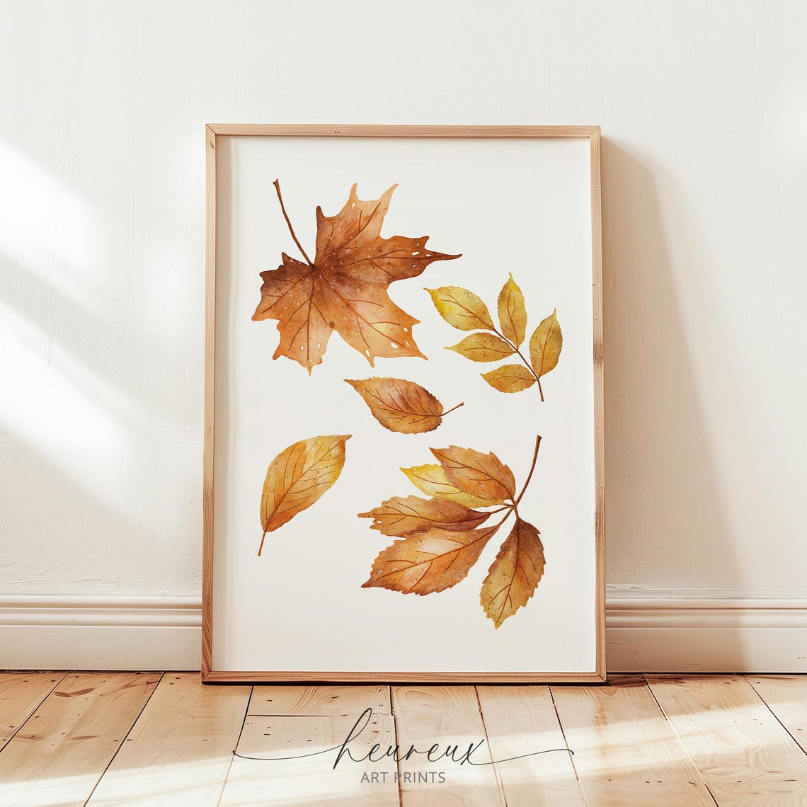 Watercolor Autumn Leaves Maple Botanical Poster Fall Warm Tones Decor - Image 2