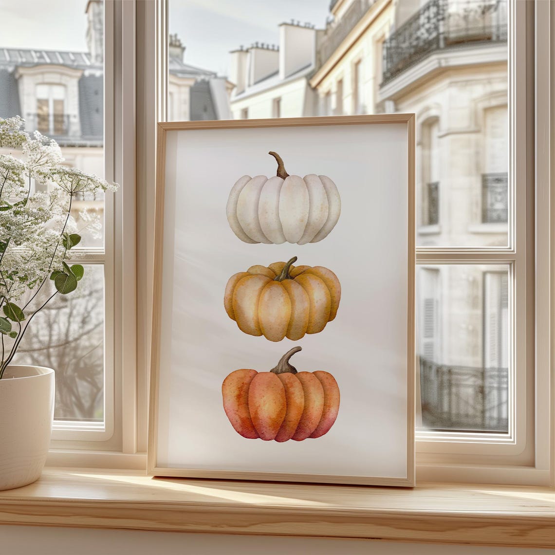 Stacked Pumpkins Watercolor Rustic Fall Harvest Farmhouse Poster - Image 3