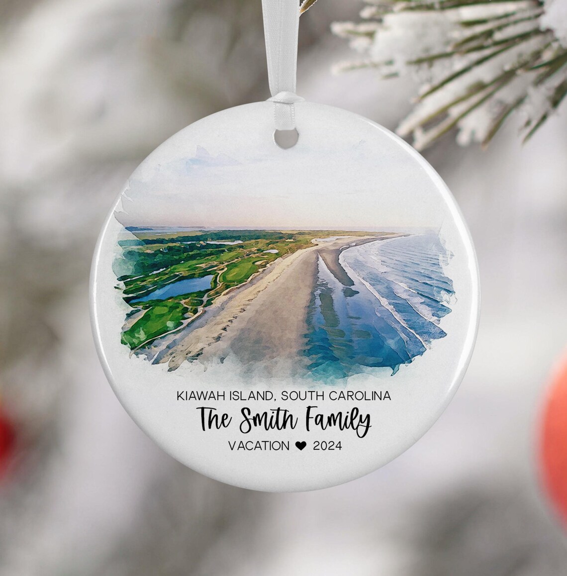 Kiawah Island Watercolor Ornament Travel Poster