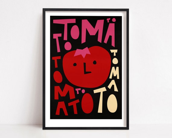 Tomato Pop Art Kitchen Wall Print, Food Lover Decor