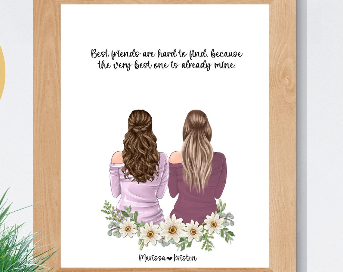 Personalized Best Friend Daisy Portrait Friendship Gift Poster