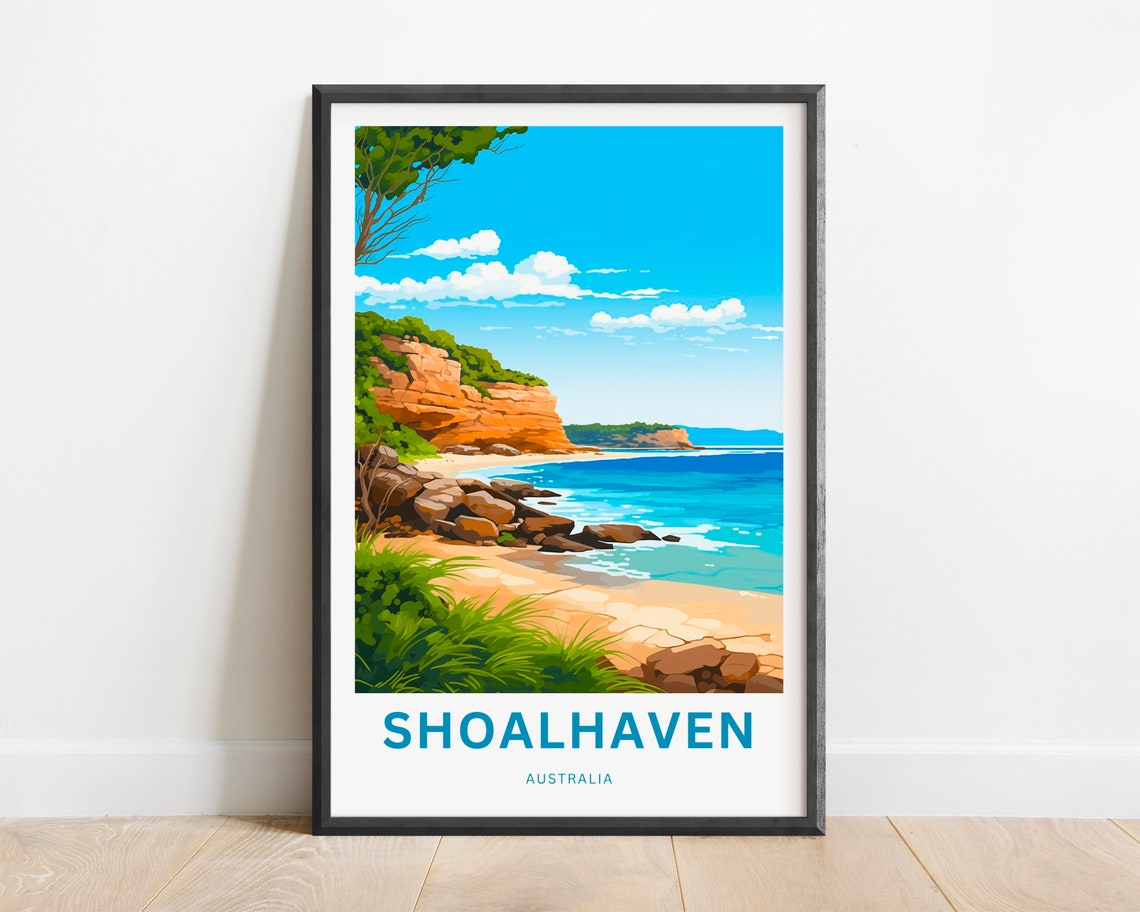 Shoalhaven Australia Rocky Beach Sandstone Cliffs Travel Poster