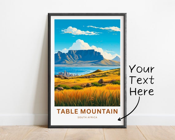 Personalized Table Mountain Print Table Mountain Poster South Africa Wall Art Framed Present Gift South Africa Present