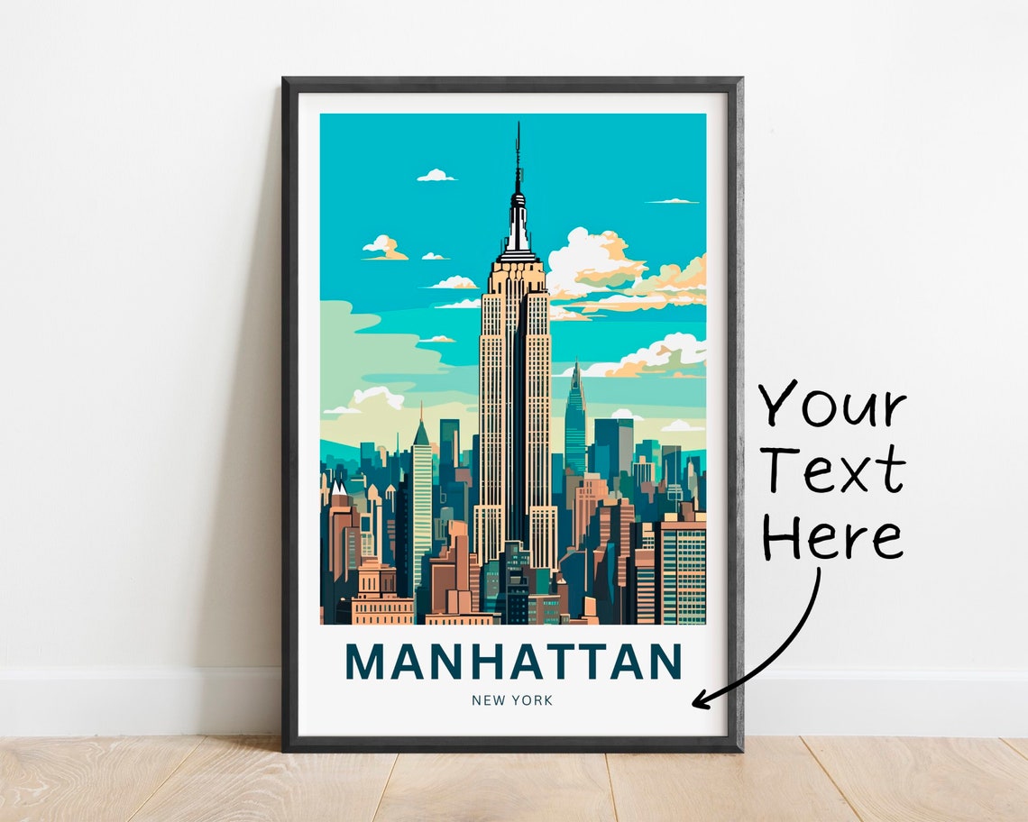 Personalized Manhattan New York Empire State Skyline Scene Poster