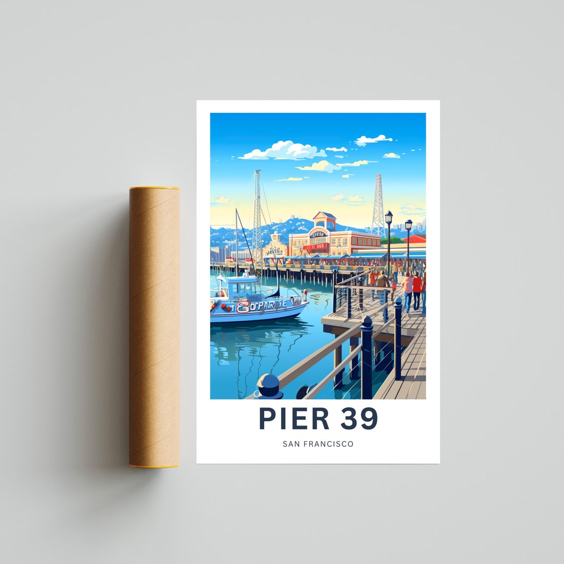Personalized Pier 39 San Francisco Harbor Boat Travel Poster - Image 4