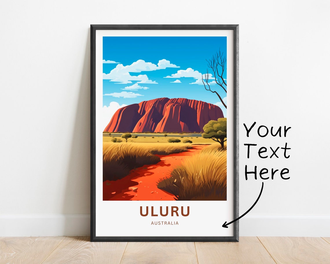 Uluru Australia Ayers Rock Red Desert Outback Custom Travel Poster