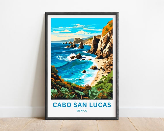 Cabo San Lucas Travel Print Cabo San Lucas Poster Mexico Wall Art Framed Present Gift Baja California Peninsula Present