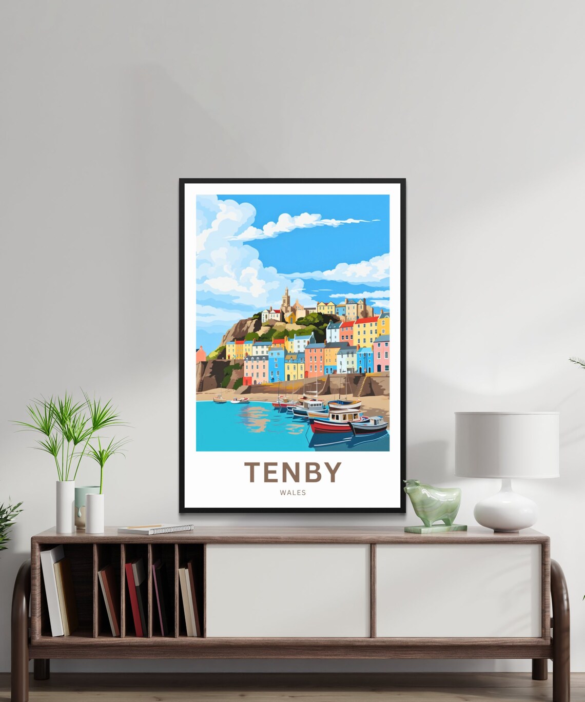 Tenby Wales Colorful Harbor Town Travel Poster Personalized Gift - Image 2