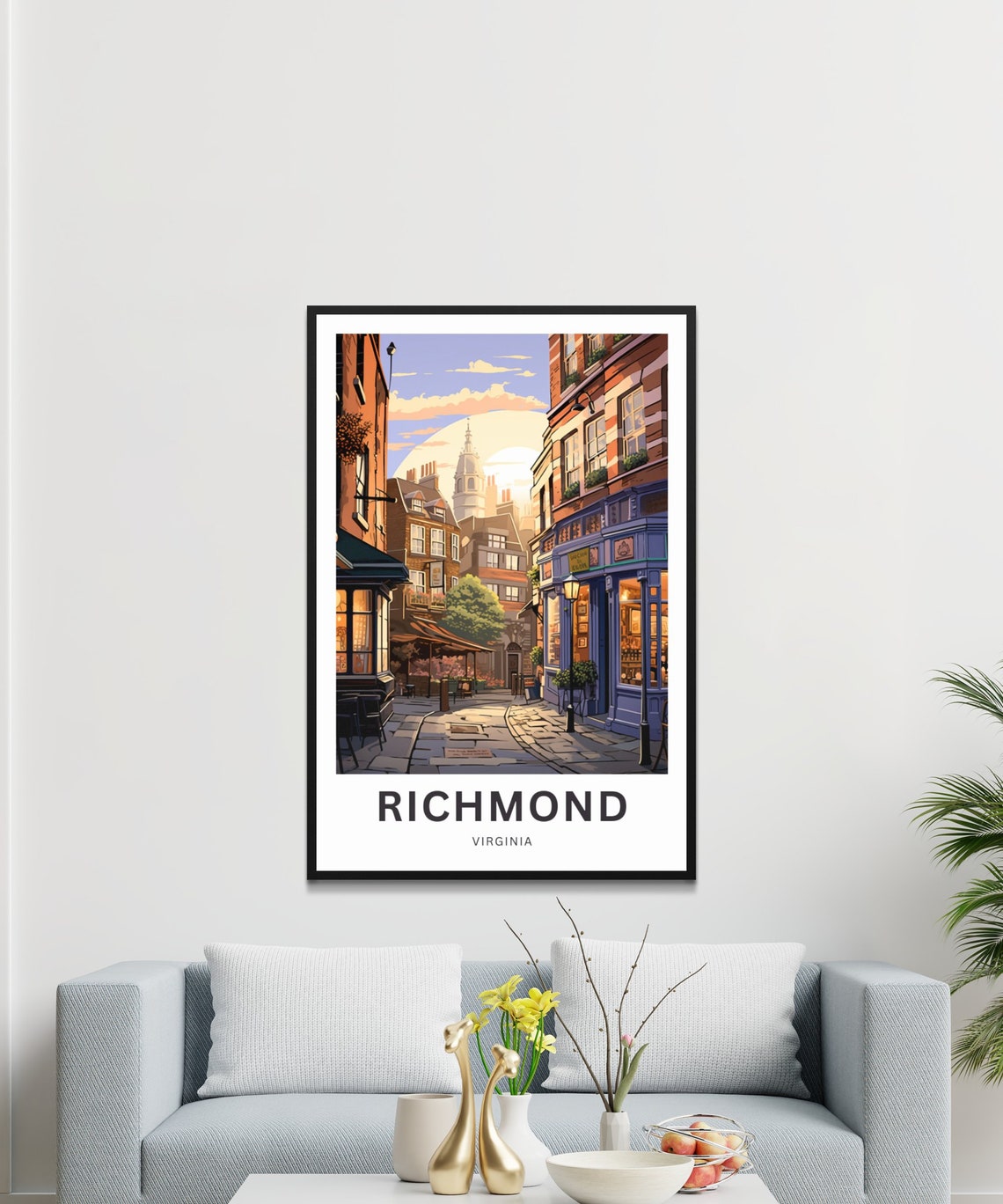 Personalized Richmond Virginia Old Town Street Custom Travel Poster - Image 3