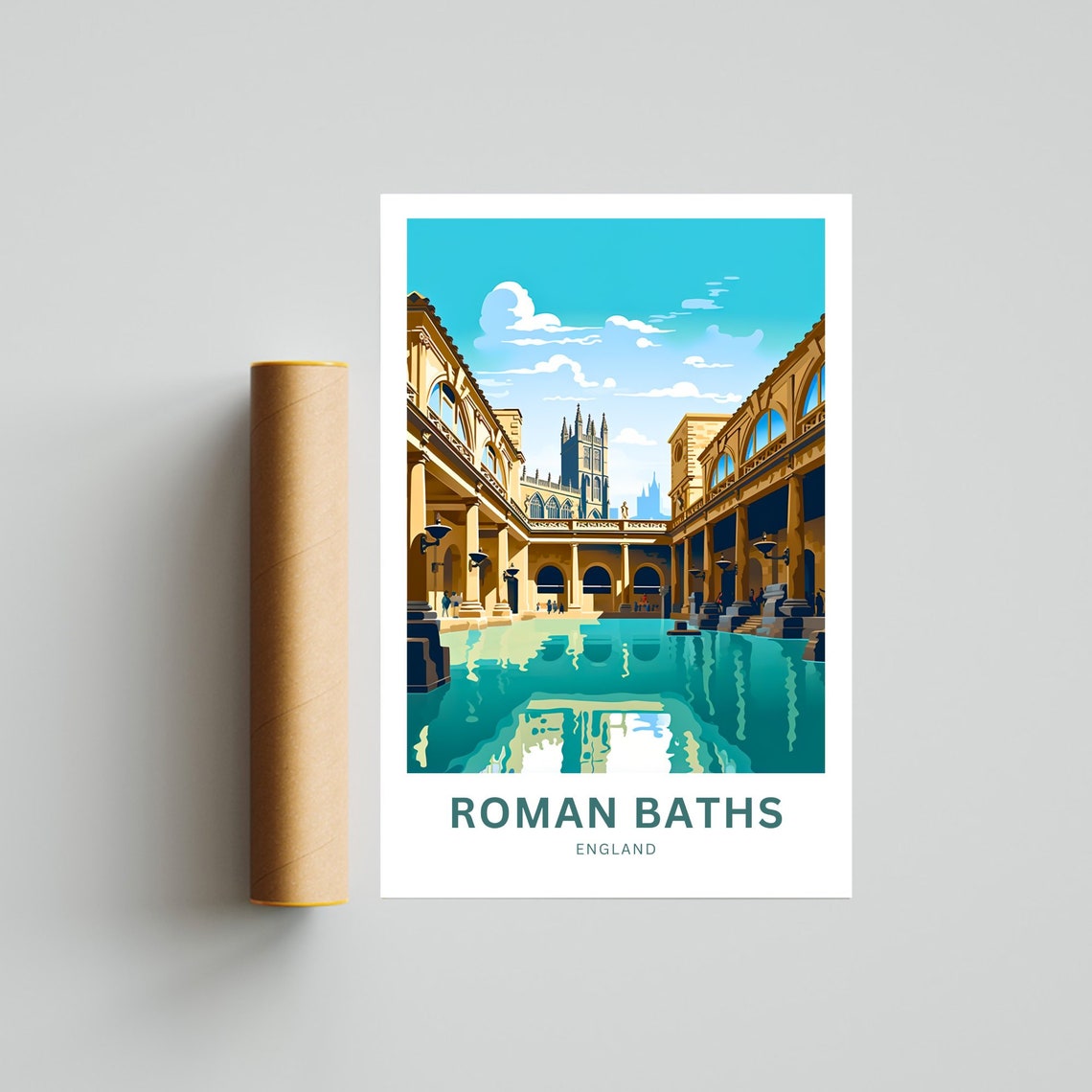 Roman Baths England Great Bath And Abbey Architecture Poster - Image 4