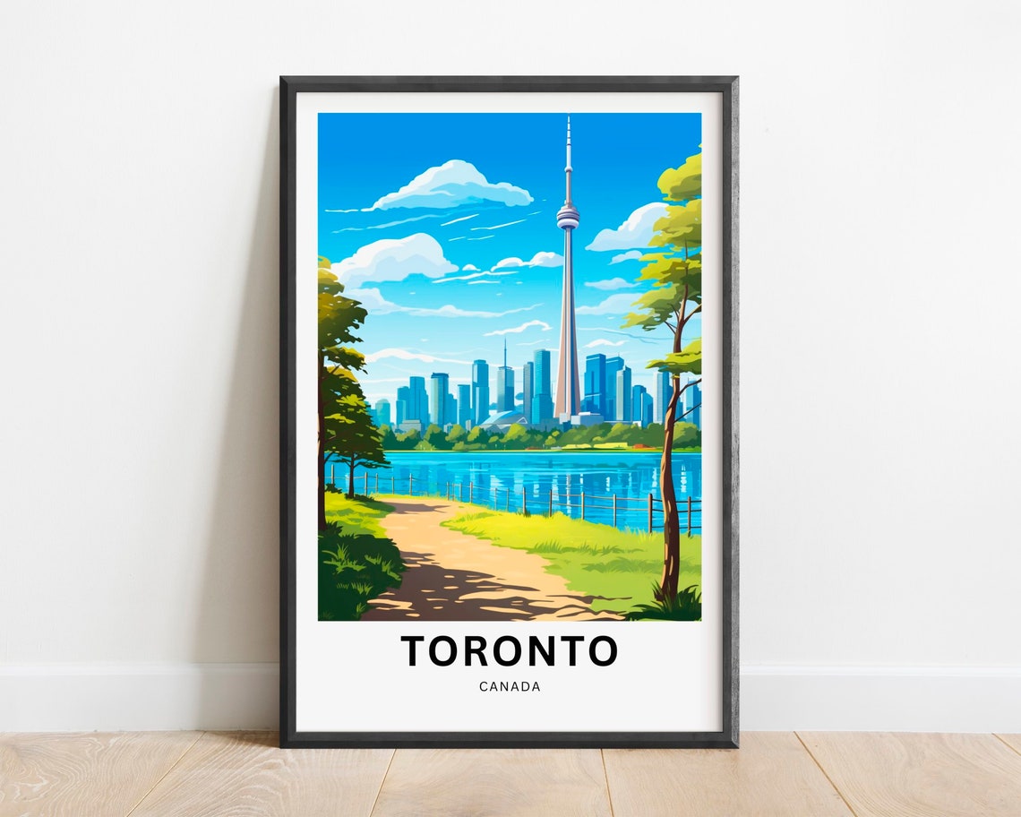 Toronto Canada CN Tower Waterfront Park Skyline Travel Poster