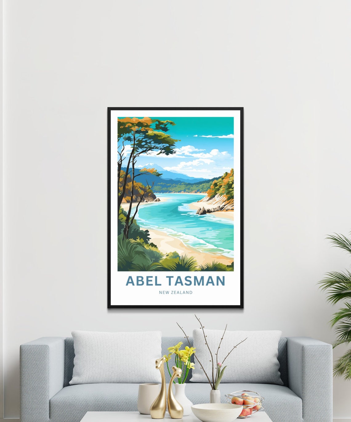Abel Tasman New Zealand Turquoise Bay Shoreline Scene Poster - Image 3