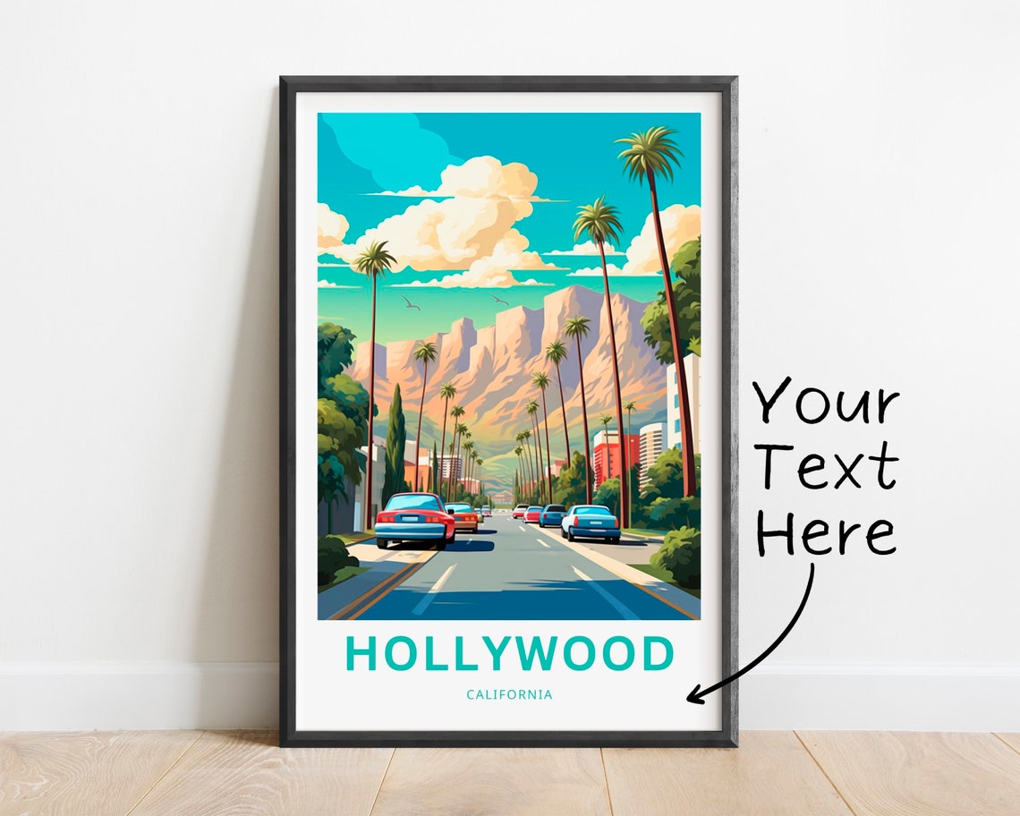 Hollywood California Sunset Palm Street Personalized Retro Poster