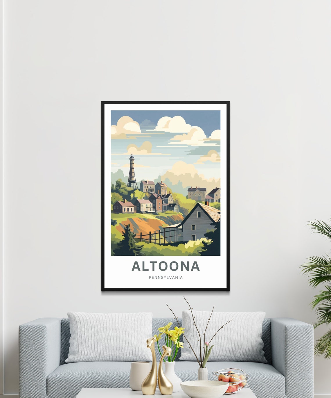 Altoona Pennsylvania Vintage Hillside Hometown Memory Travel Poster - Image 3