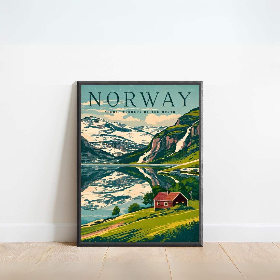 Norway Vintage Travel Poster, Nordic Travel Poster