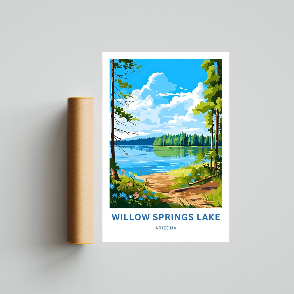 Personalized Willow Springs Lake Arizona Custom Name Travel Poster - Image 4