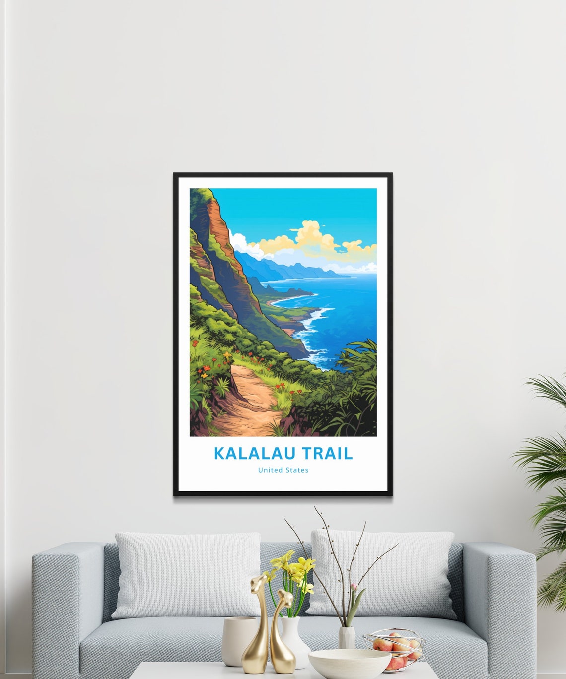 Kalalau Trail United States Coastal Cliff Path Travel Poster - Image 3