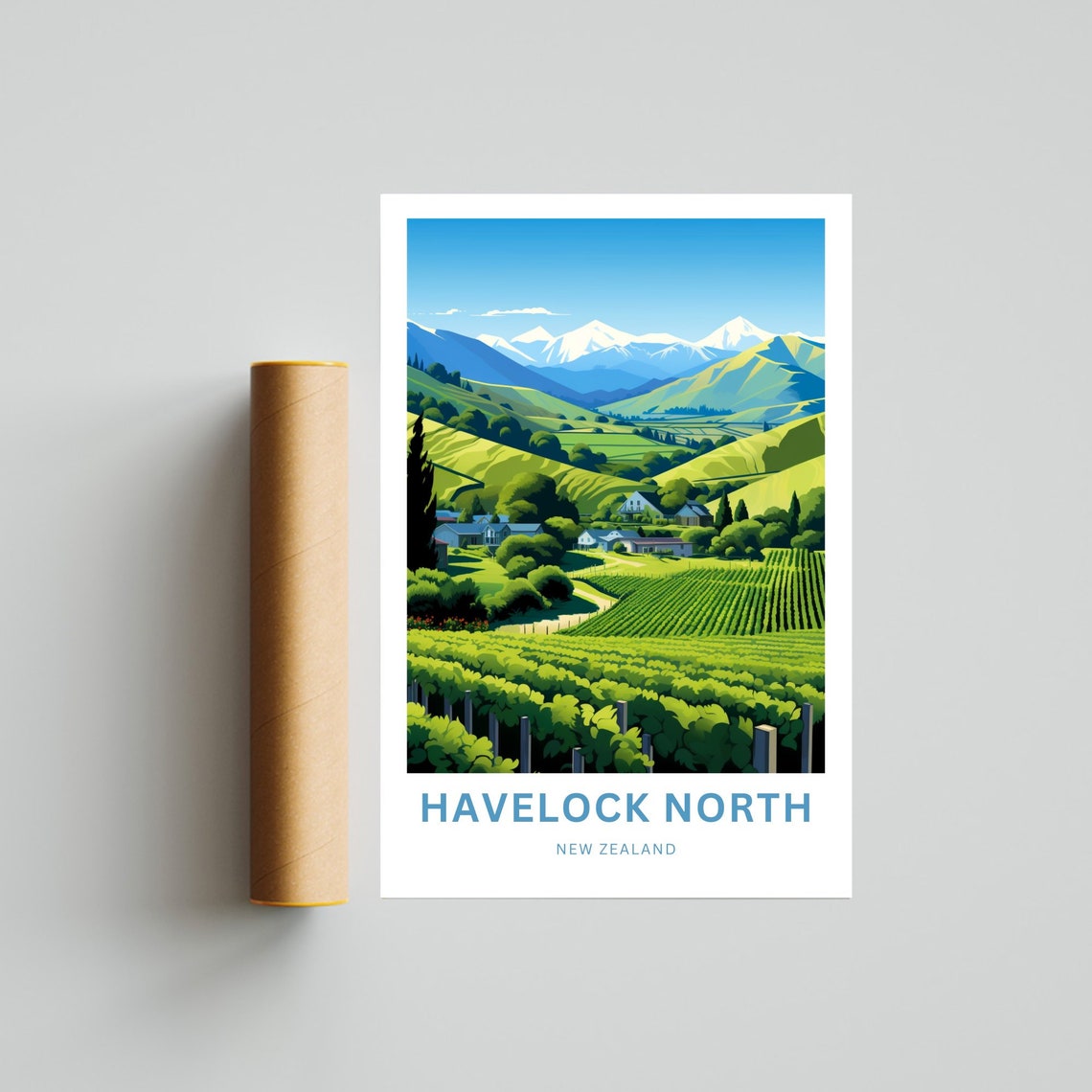 Havelock North New Zealand Vineyard Hills Personalized Poster - Image 4