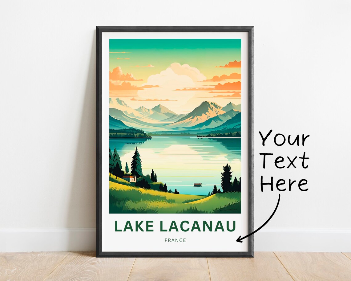 Lake Lacanau France Sunset Lake Lone Boat Personalized Poster