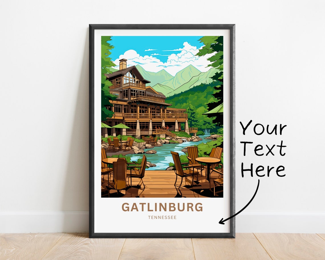 Gatlinburg Tennessee Mountain Lodge River Deck Retreat Poster