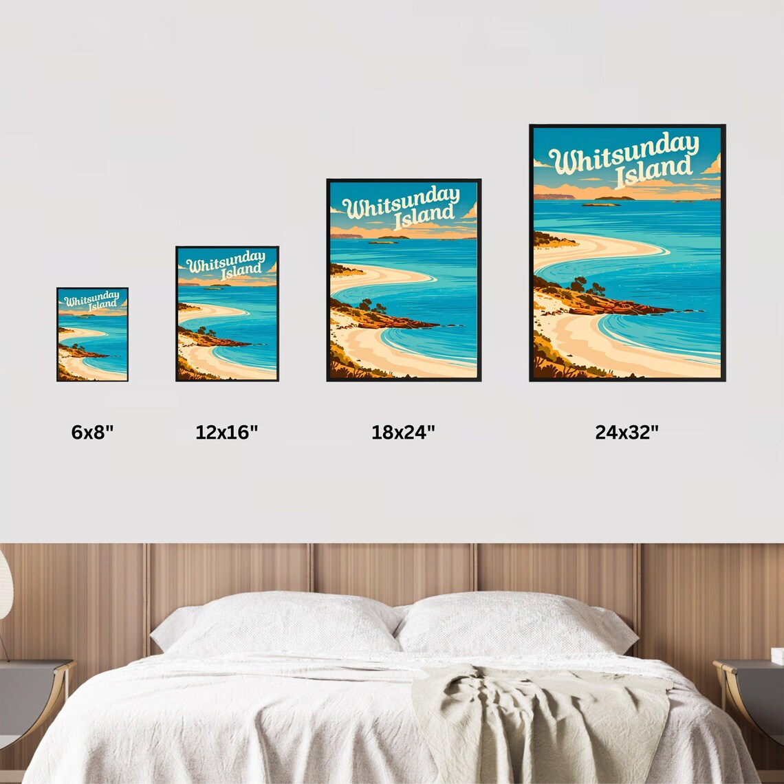 Whitsunday Island Australia Sunset Sandbar Beach Vintage Travel Poster - Image 4