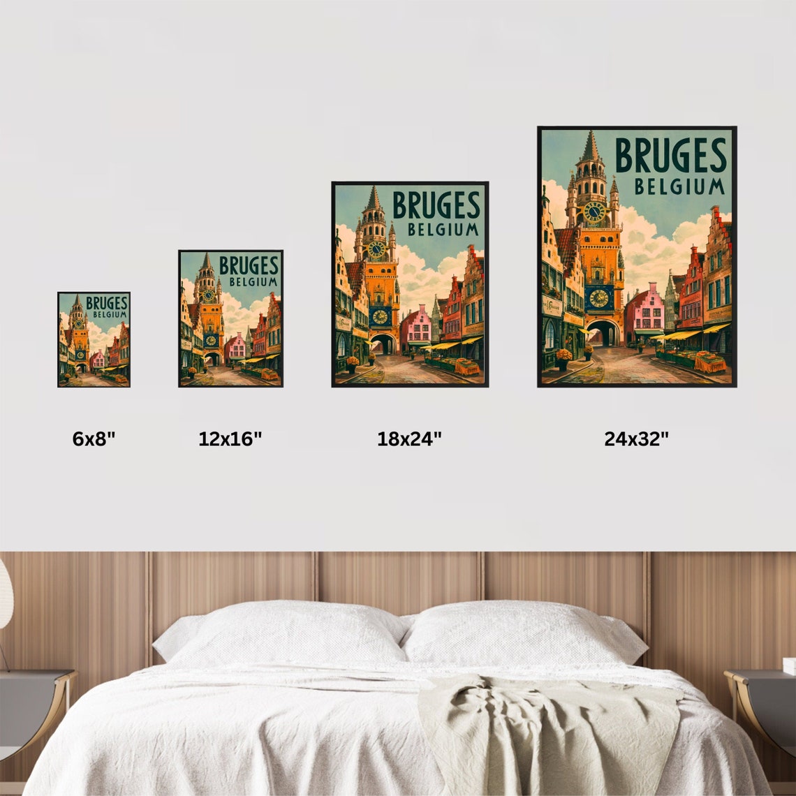 Bruges Belgium Belfry Clock Tower Market Square Vintage Poster - Image 4
