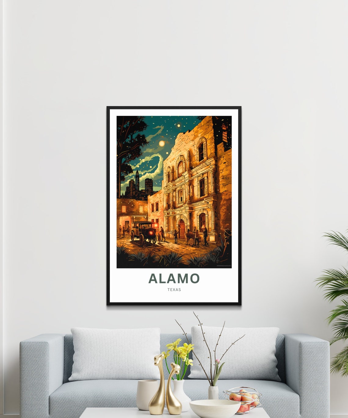 Alamo Texas Historic Night Mission San Antonio Travel Poster - Image 3