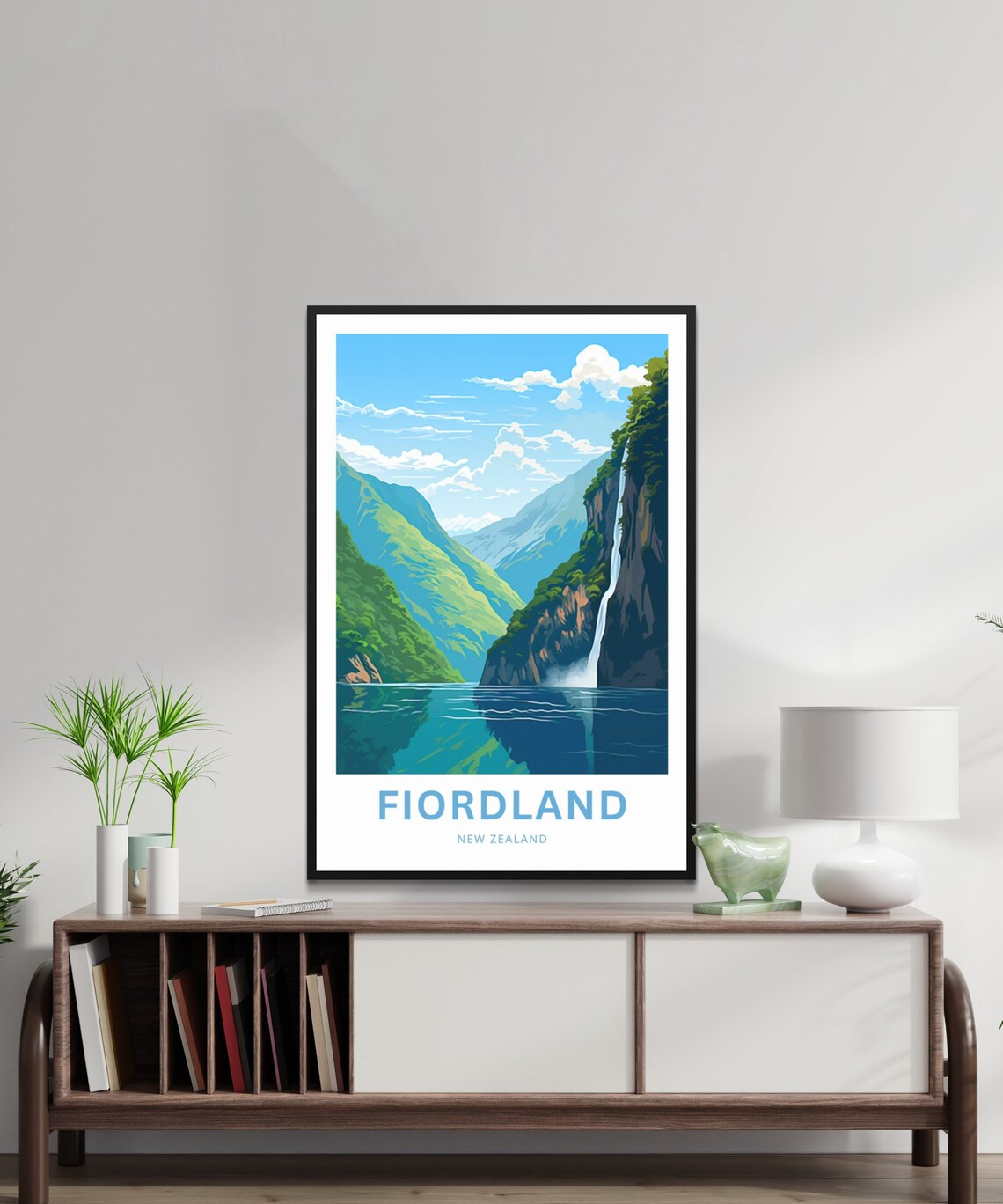 Fiordland New Zealand Personalized Fjord Waterfall Travel Poster - Image 2