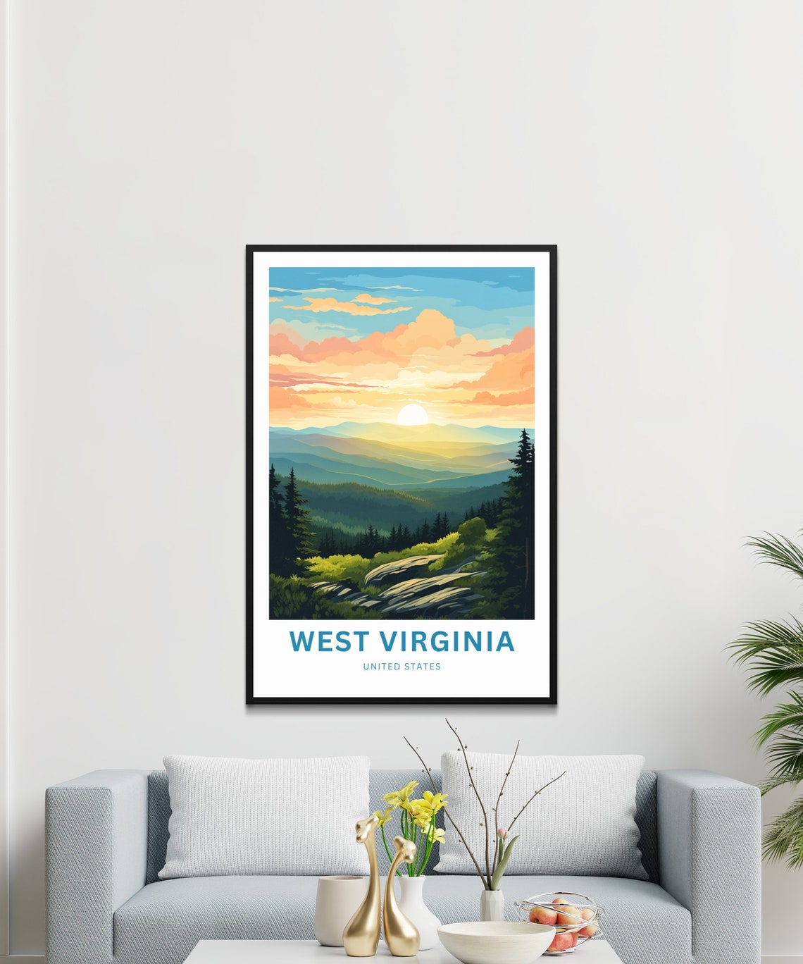 West Virginia Blue Ridge Mountain Sunrise Layers Travel Poster - Image 3