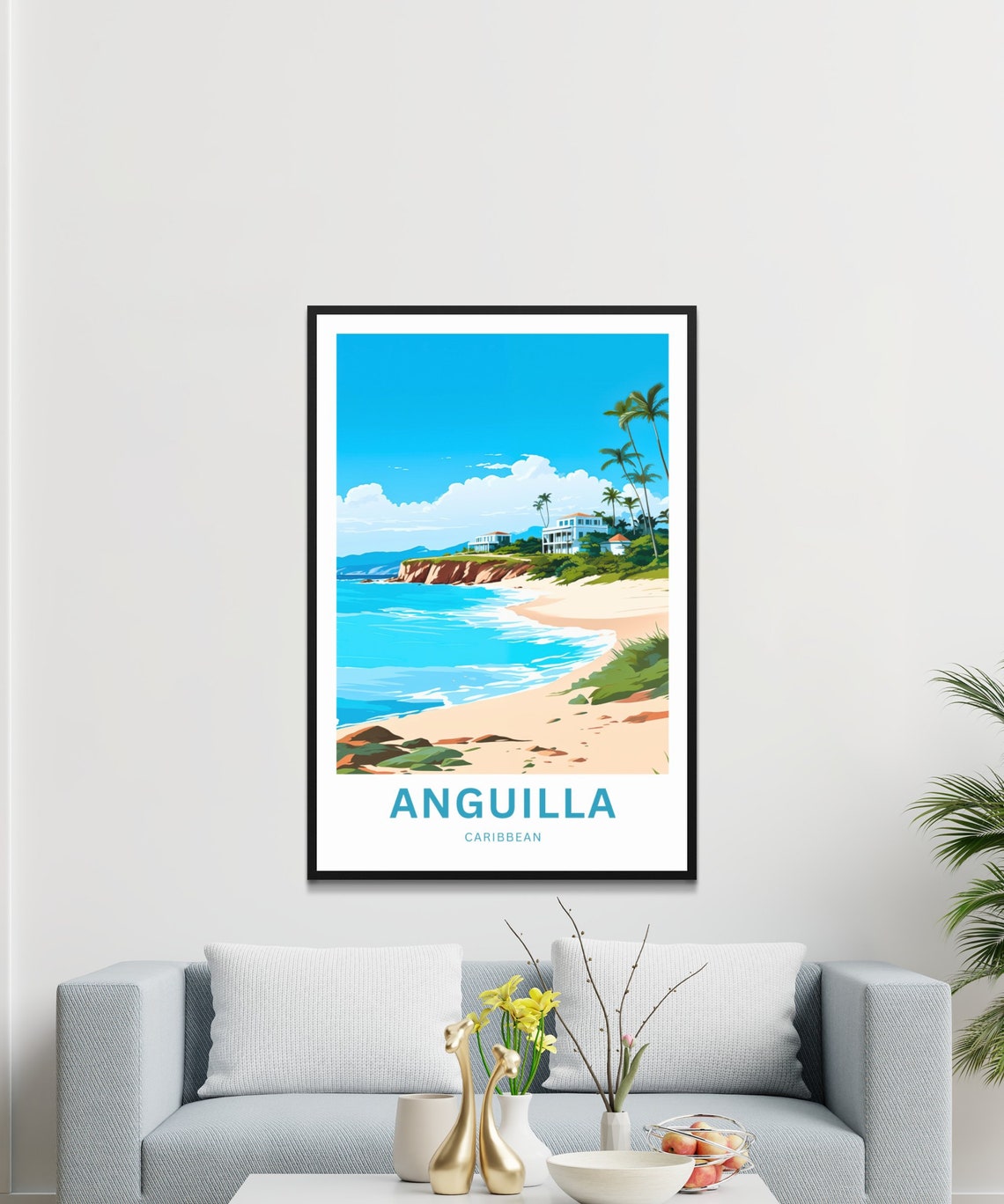 Anguilla Travel Print Anguilla Poster Caribbean Wall Art Framed Present Gift Caribbean Present - Image 3