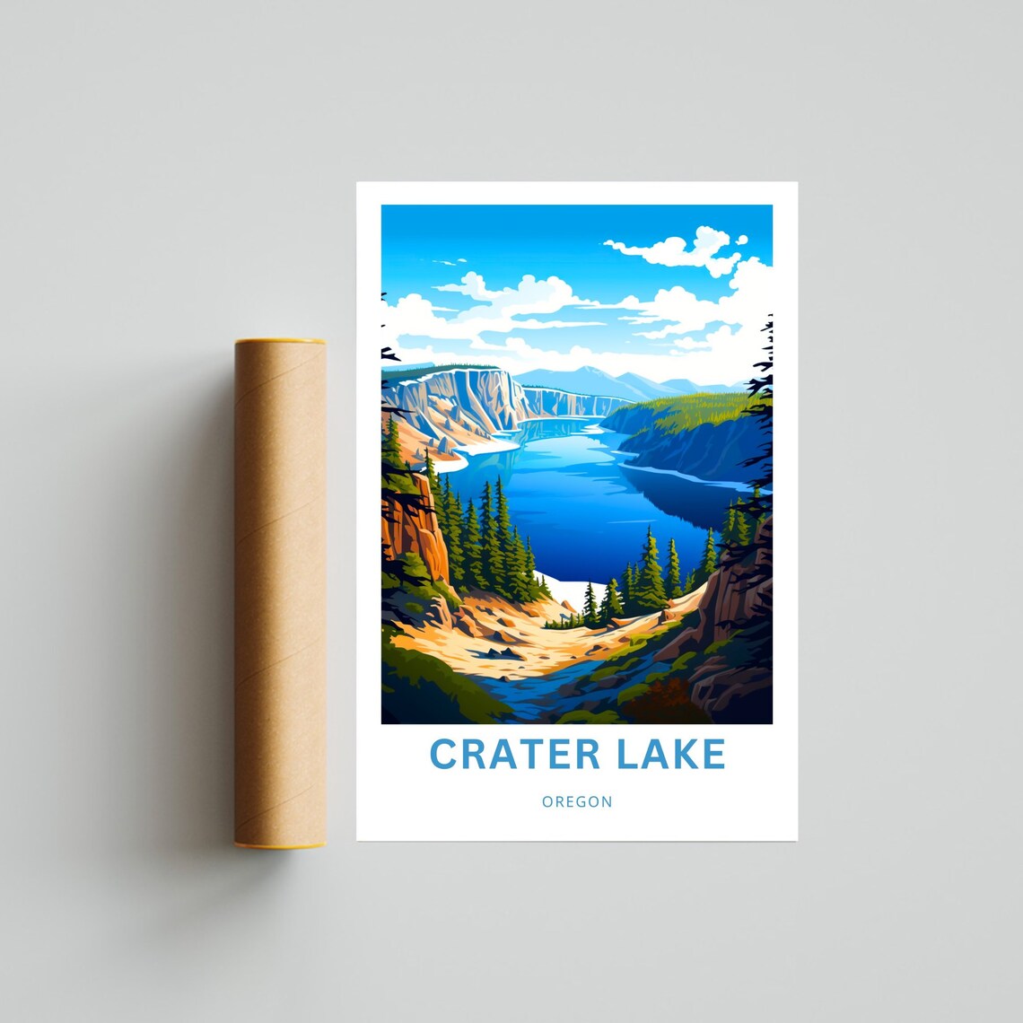 Crater Lake Travel Poster, Oregon Landscape Print - Image 4