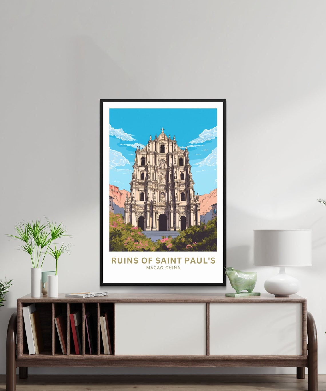 Ruins of Saint Pauls Church Macao China Custom Text Travel Poster - Image 2