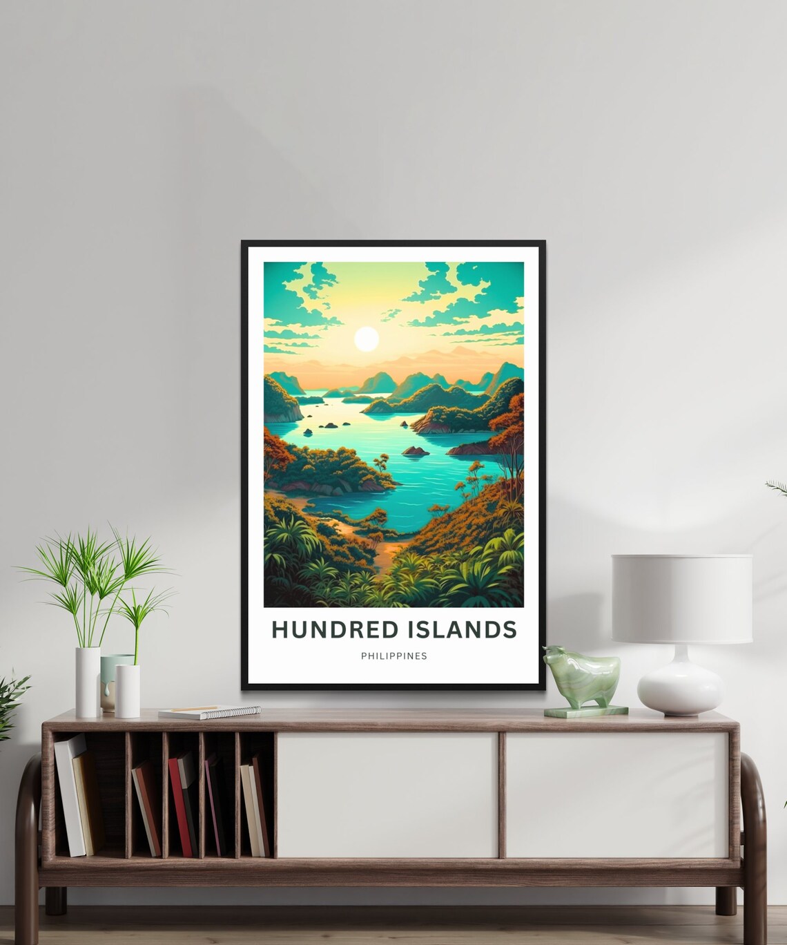 Hundred Islands Philippines Turquoise Bay Sunset Island Travel Poster - Image 2