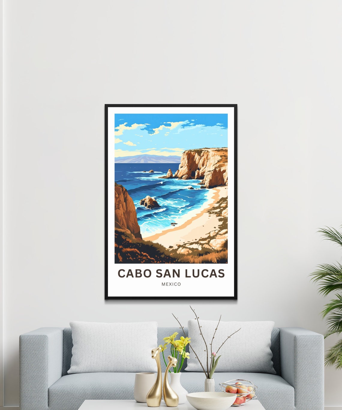 Cabo San Lucas Mexico Beach Cliffs Turquoise Sea Waves Poster - Image 2