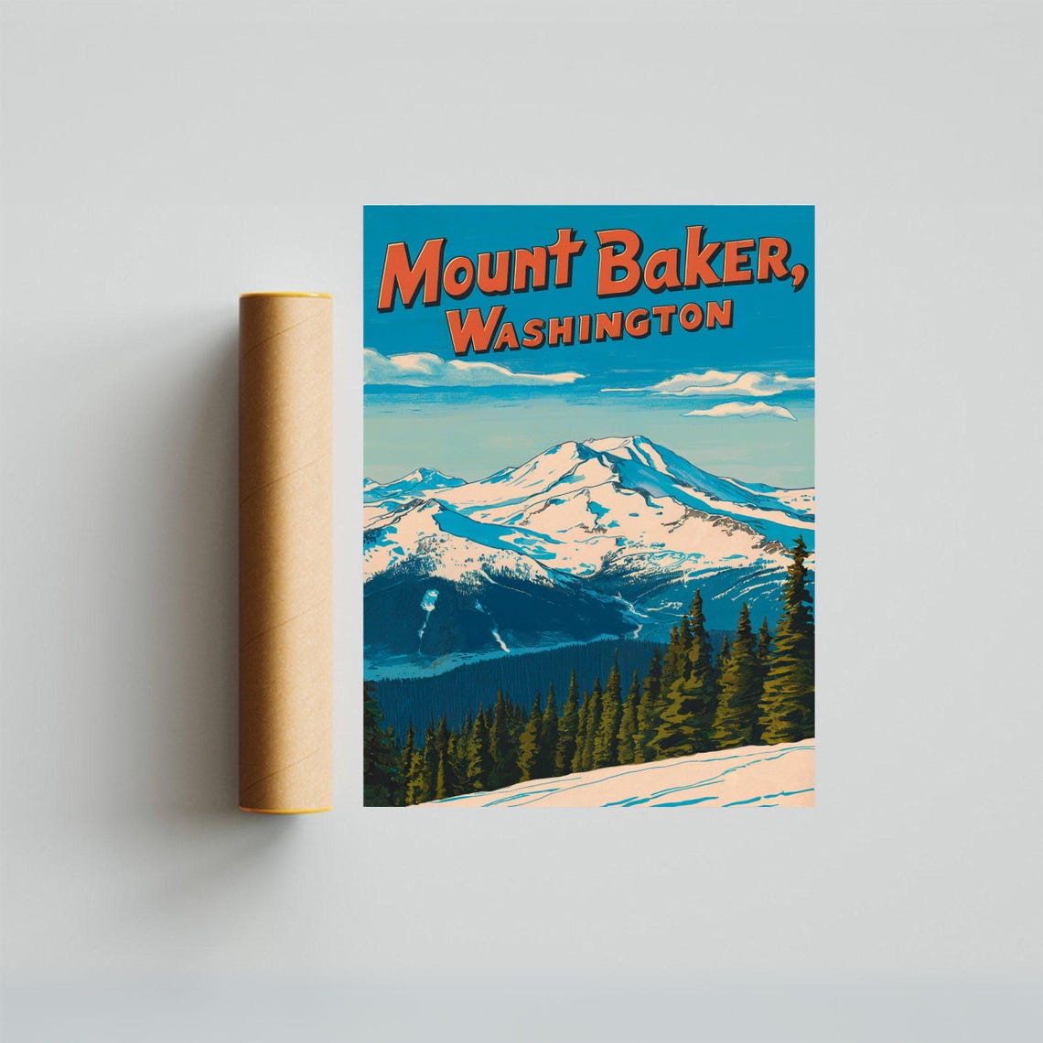 Mount Baker Washington Snowy Summit Retro Vintage Travel Poster - Image 4