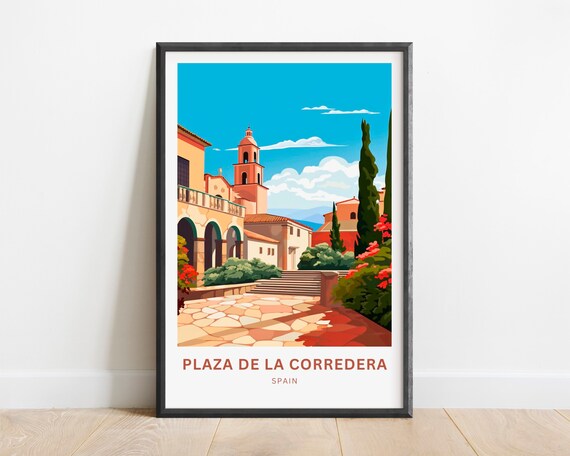 Plaza de la Corredera Spain Travel Vintage Style City Poster