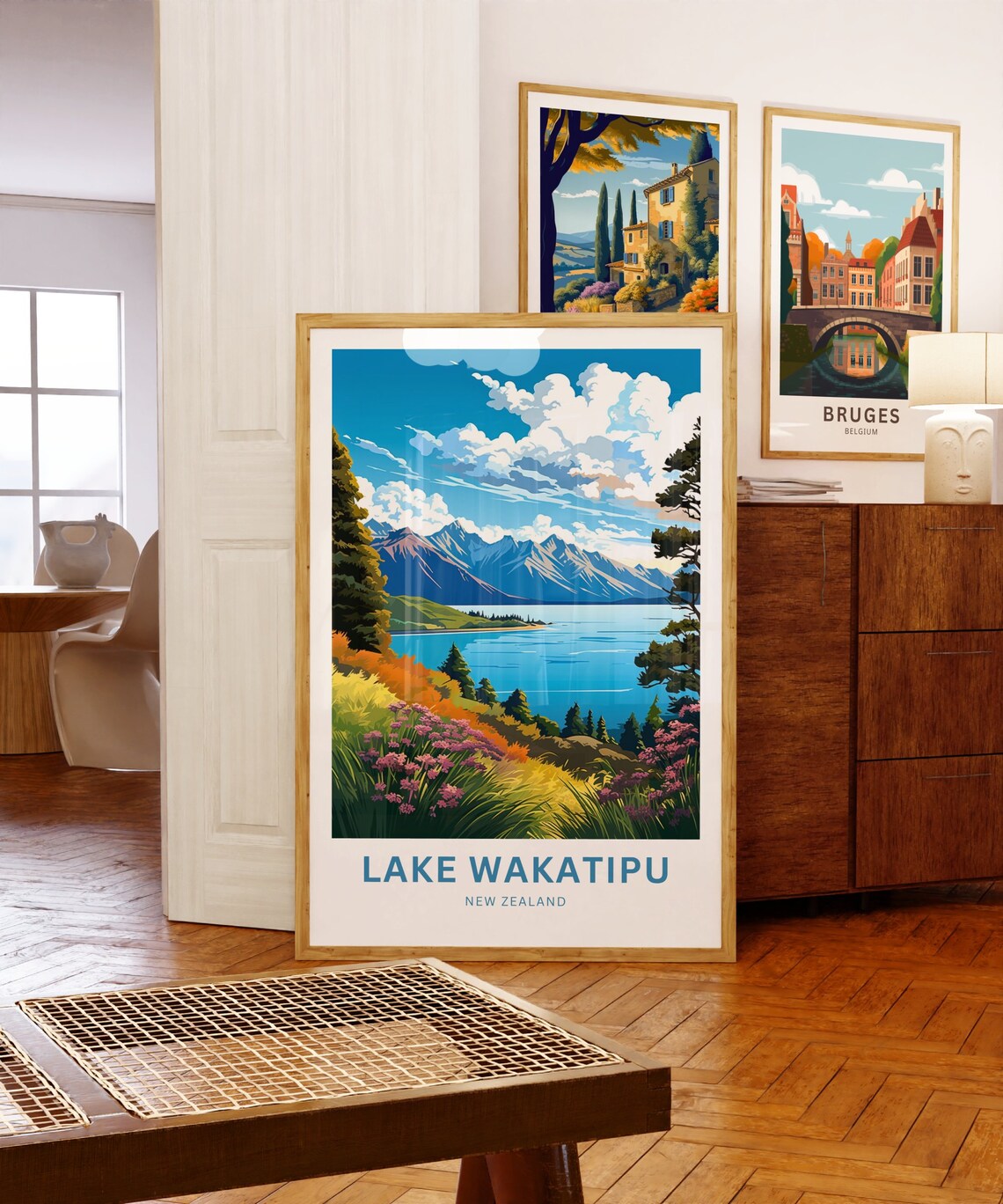 Lake Wakatipu New Zealand Alpine Wildflower Meadow Landscape Poster - Image 5